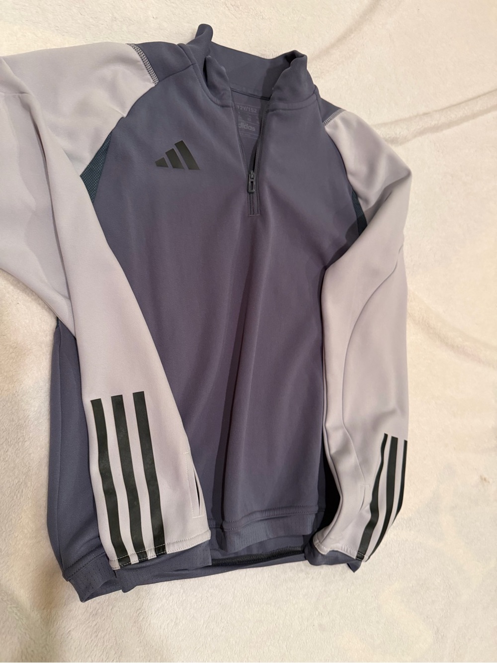 adidas Kids Two-Tone Gray Quarter-Zip Athletic Pullover/long sleeve sweater